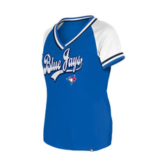 Toronto Blue Jays New Era Women's Gameday Raglan V-Neck T-Shirt - Royal - New Era Discount