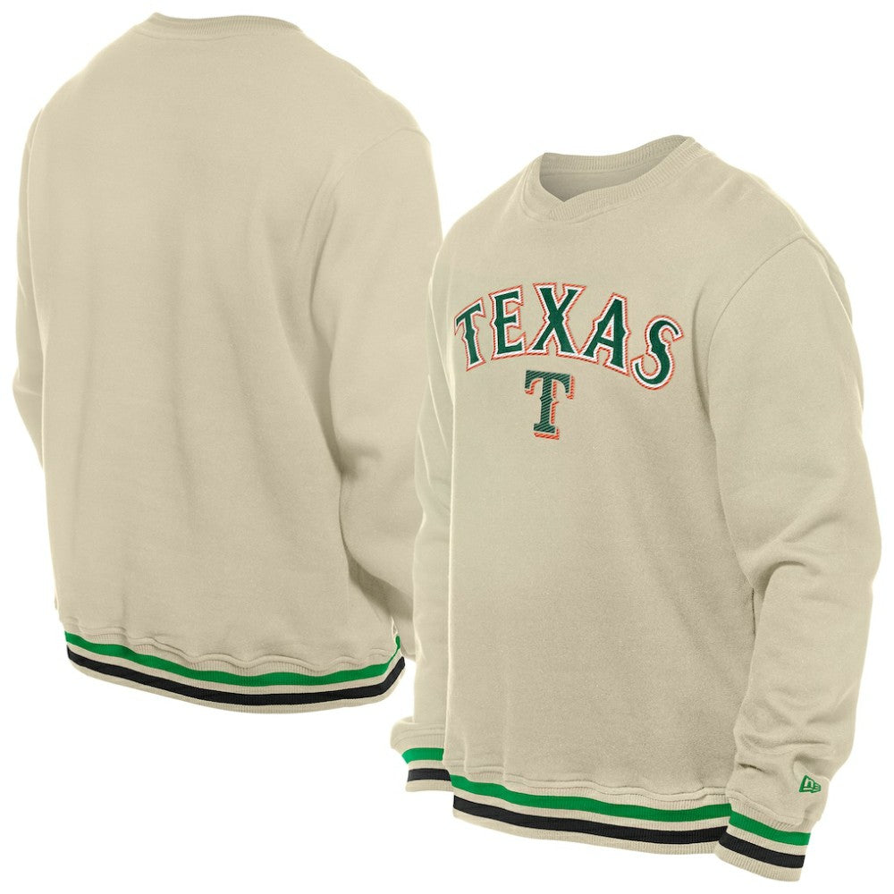 Texas Rangers New Era St. Patrick's Day Twill Pullover Sweatshirt - Cream - New Era Sale