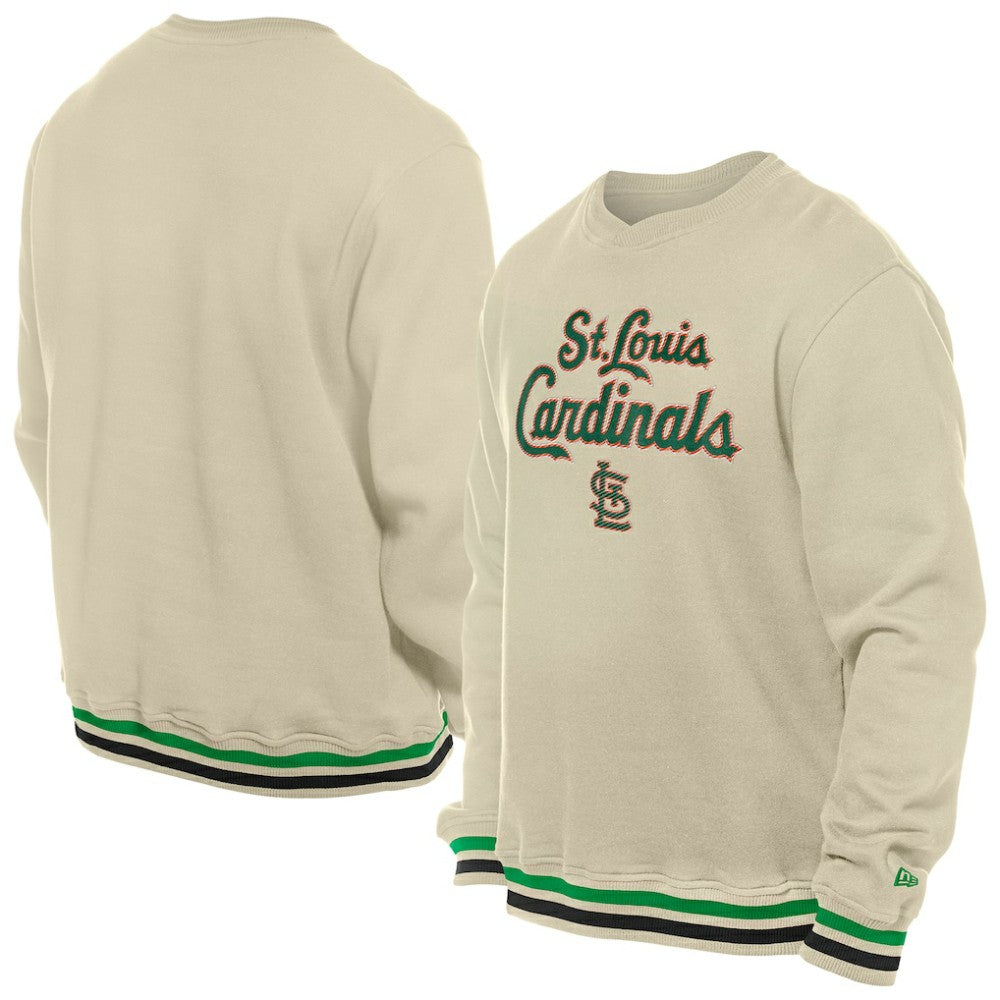 St. Louis Cardinals New Era St. Patrick's Day Twill Pullover Sweatshirt - Cream - New Era Sale