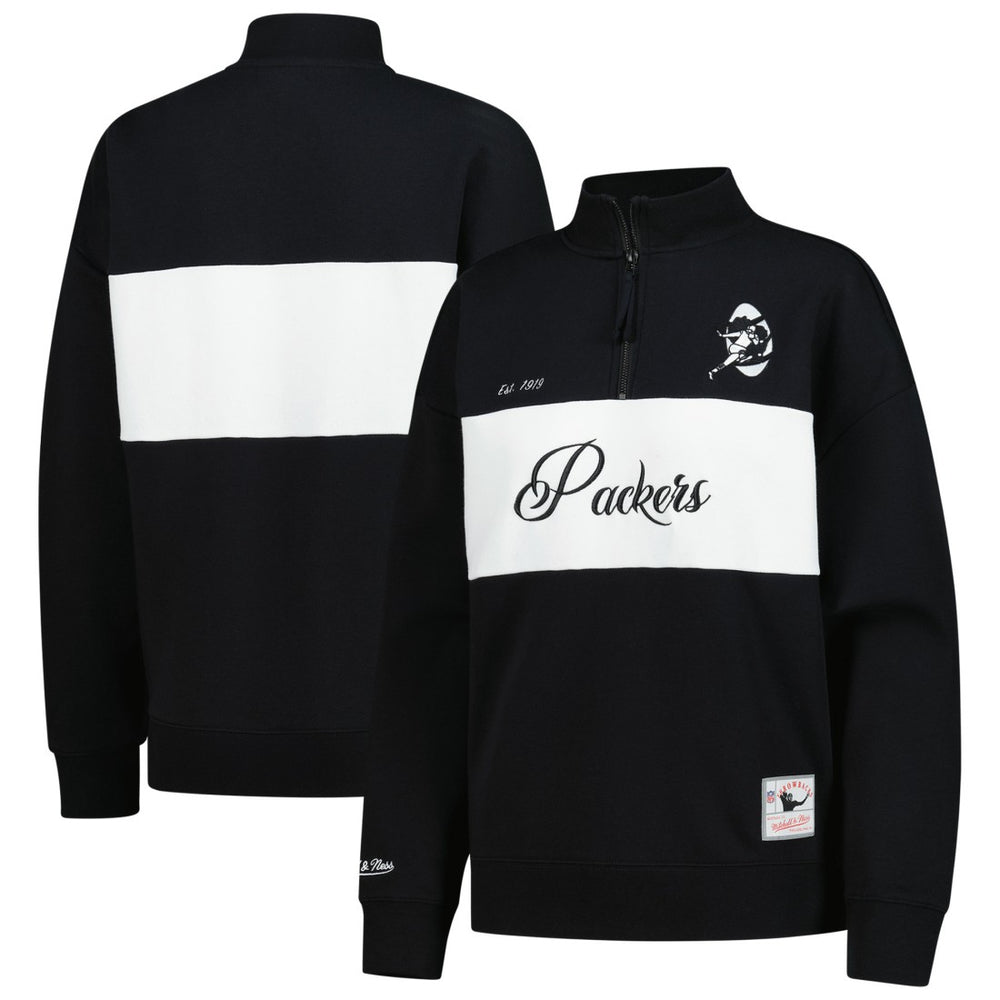 Mitchell & Ness Green Bay Packers Women's Quarter-Zip Jacket Black