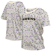 Baltimore Ravens New Era Women's Glam Game Floral Scoop Neck T-Shirt Cream