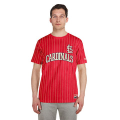 St. Louis Cardinals New Era Throwback Pinstripe T-Shirt - Red - New Era Discount