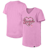 New York Rangers New Era Girl's Youth Flip Sequin V-Neck T-Shirt - Pink - NHL 201889029