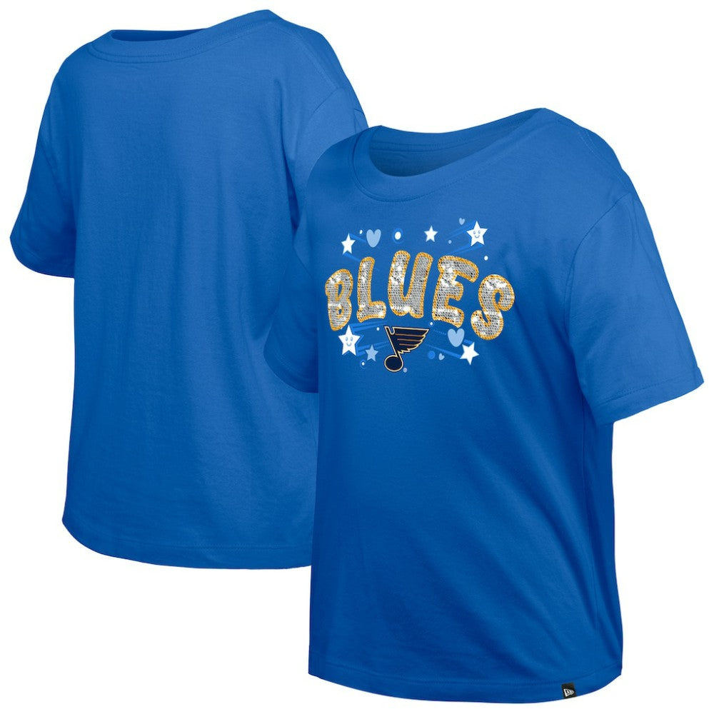 St. Louis Blues New Era Girl's Youth Flip Sequin T-Shirt - Blue - NHL 201889061