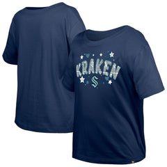 Seattle Kraken New Era Girl's Youth Flip Sequin T-Shirt - Deep Sea Blue - NHL 201889062