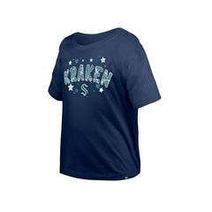 Seattle Kraken New Era Girl's Youth Flip Sequin T-Shirt - Deep Sea Blue - NHL 201889062