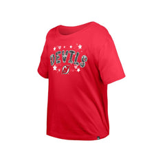 New Jersey Devils New Era Girl's Youth Flip Sequin T-Shirt - Red - NHL 201889066