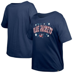 Columbus Blue Jackets New Era Girl's Youth Flip Sequin T-Shirt - Navy - NHL 201889072
