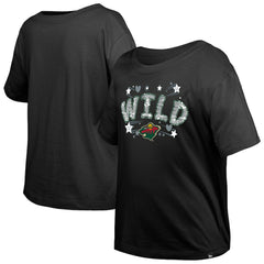 Minnesota Wild New Era Girl's Youth Flip Sequin T-Shirt - Black - NHL 201889074