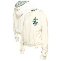 Dallas Stars New Era Women's Glam Game Quarter-Zip Cropped Floral Hoodie Pullover - Cream - NHL 201889088
