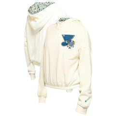 St. Louis Blues New Era Women's Glam Game Quarter-Zip Cropped Floral Hoodie Pullover - Cream - NHL 201889095