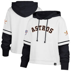 Houston Astros '47 Women's Trifecta Shortstop Cropped Pullover Hoodie - White - 47 brand Online