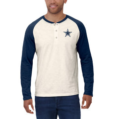 Fanatics Dallas Cowboys Darius Rucker Collection Raglan Henley Long Sleeve T-Shirt White/Navy
