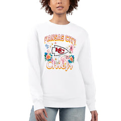 Kansas City Chiefs G-III 4Her by Carl Banks Women's Flower Logo Graphic Fleece Pullover Sweatshirt White