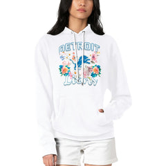 Detroit Lions G-III 4Her by Carl Banks Women's Flowers Team Logo Graphic Fleece Pullover Hoodie White