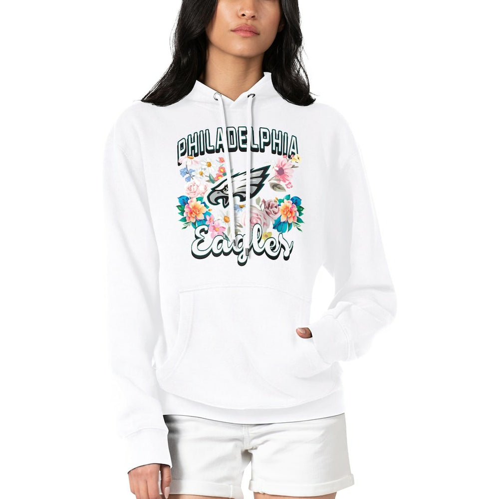 Philadelphia Eagles G-III 4Her by Carl Banks Women's Flowers Team Logo Graphic Fleece Pullover Hoodie White