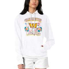 Washington Commanders G-III 4Her by Carl Banks Women's Flowers Team Logo Graphic Fleece Pullover Hoodie White