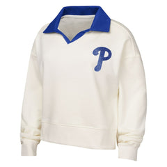 Philadelphia Phillies Girls Youth Ballpark Hit Collared V-Neck Pullover Sweatshirt - White - MLB Discount