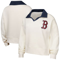 Boston Red Sox Girls Youth Ballpark Hit Collared V-Neck Pullover Sweatshirt - White - MLB Online