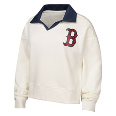 Boston Red Sox Girls Youth Ballpark Hit Collared V-Neck Pullover Sweatshirt - White - MLB Online