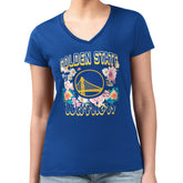 Golden State Warriors G-III 4Her by Carl Banks Women's Super-Slim Fit Lightweight Flowers Team Logo Graphic V-Neck T-Shirt Royal
