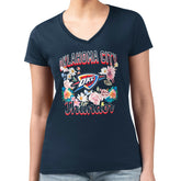Oklahoma City Thunder G-III 4Her by Carl Banks Women's Super-Slim Fit Lightweight Flowers Team Logo Graphic V-Neck T-Shirt Navy
