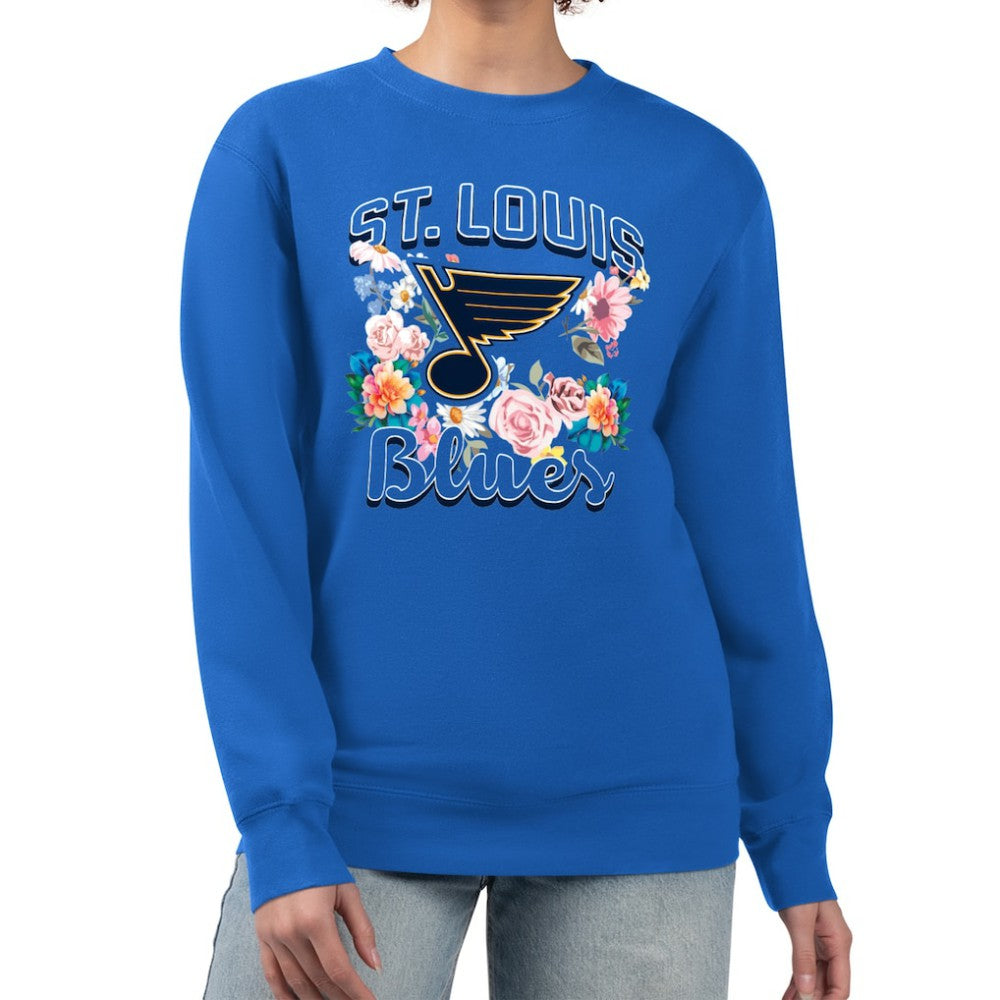 St. Louis Blues G-III 4Her by Carl Banks Women's Flower Logo Pullover Sweatshirt - Blue - NHL 201906025