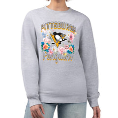 Pittsburgh Penguins G-III 4Her by Carl Banks Women's Flower Logo Pullover Sweatshirt - Heather Gray - NHL 201906030