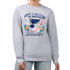 St. Louis Blues G-III 4Her by Carl Banks Women's Flower Logo Pullover Sweatshirt - Heather Gray - NHL 201906032