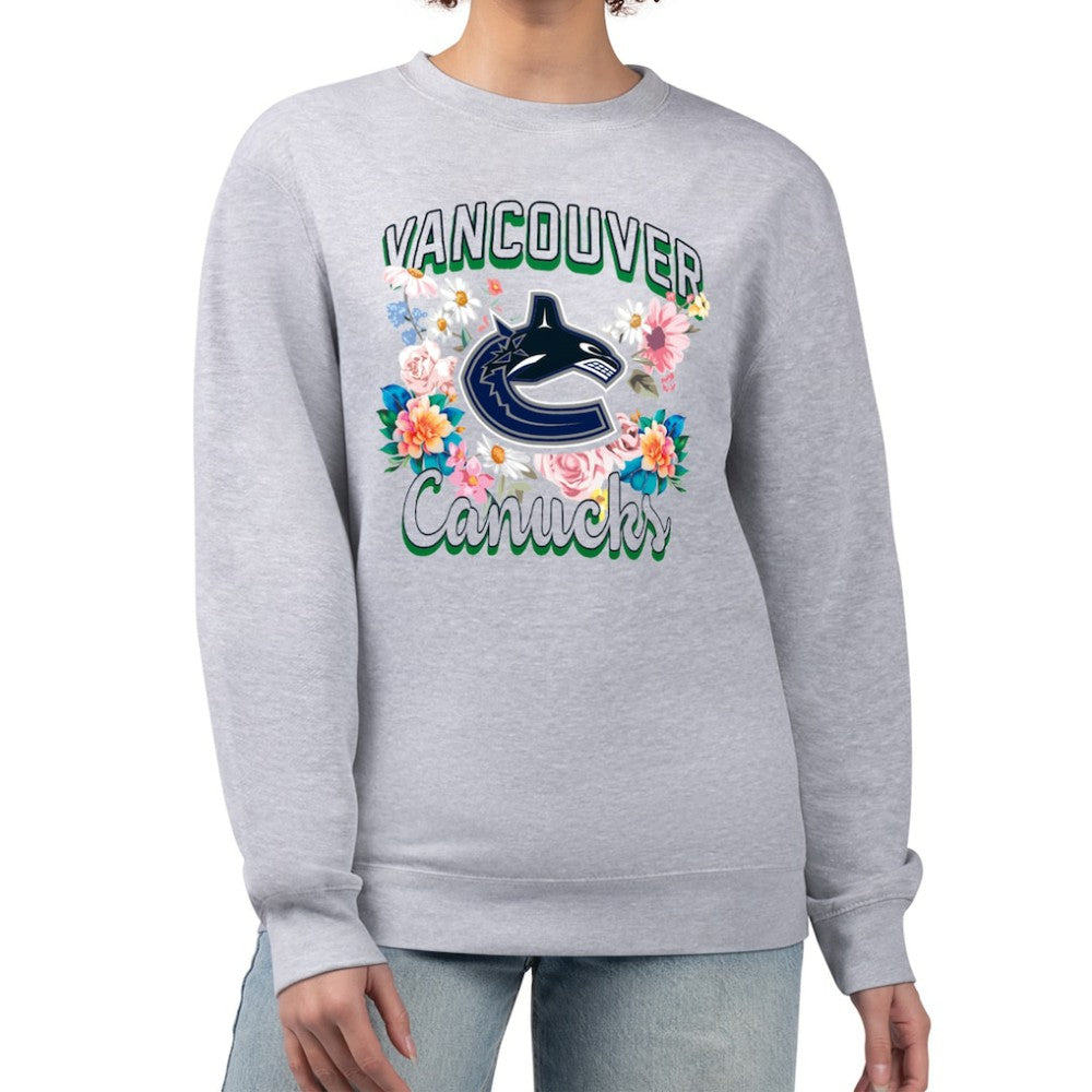 Vancouver Canucks G-III 4Her by Carl Banks Women's Flower Logo Pullover Sweatshirt - Heather Gray - NHL 201906037