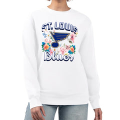 St. Louis Blues G-III 4Her by Carl Banks Women's Flower Logo Pullover Sweatshirt - White - NHL 201906040