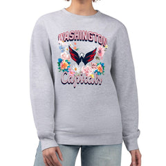 Washington Capitals G-III 4Her by Carl Banks Women's Flower Logo Pullover Sweatshirt - Heather Gray - NHL 201906042