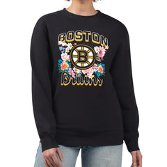 Boston Bruins G-III 4Her by Carl Banks Women's Flower Logo Pullover Sweatshirt - Black - NHL 201906047