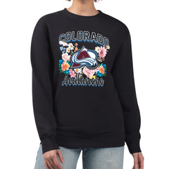 Colorado Avalanche G-III 4Her by Carl Banks Women's Flower Logo Pullover Sweatshirt - Black - NHL 201906055