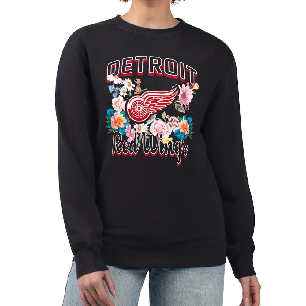 Detroit Red Wings G-III 4Her by Carl Banks Women's Flower Logo Pullover Sweatshirt - Black - NHL 201906059