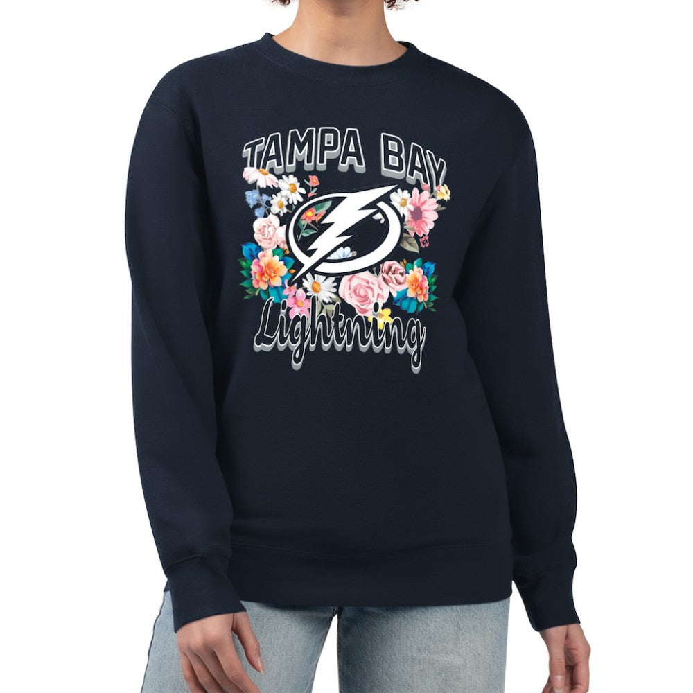 Tampa Bay Lightning G-III 4Her by Carl Banks Women's Flower Logo Pullover Sweatshirt - Navy - NHL 201906069