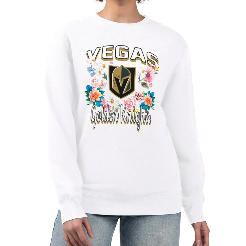 Vegas Golden Knights G-III 4Her by Carl Banks Women's Flower Logo Pullover Sweatshirt - White - NHL 201906073