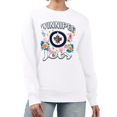 Winnipeg Jets G-III 4Her by Carl Banks Women's Flower Logo Pullover Sweatshirt - White - NHL 201906080