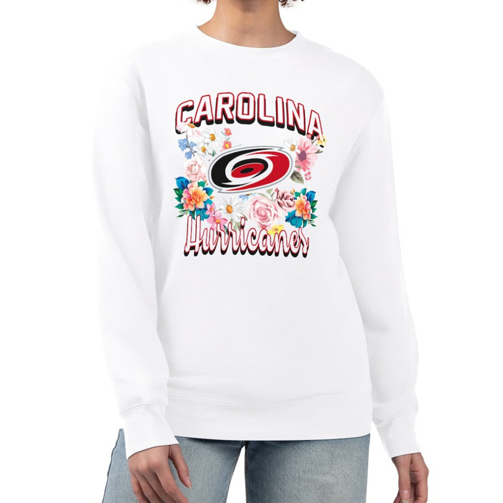 Carolina Hurricanes G-III 4Her by Carl Banks Women's Flower Logo Pullover Sweatshirt - White - NHL 201906106