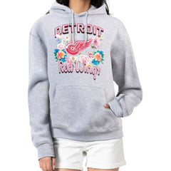 Detroit Red Wings G-III 4Her by Carl Banks Women's Flower Logo Pullover Hoodie - Heather Gray - NHL 201906132