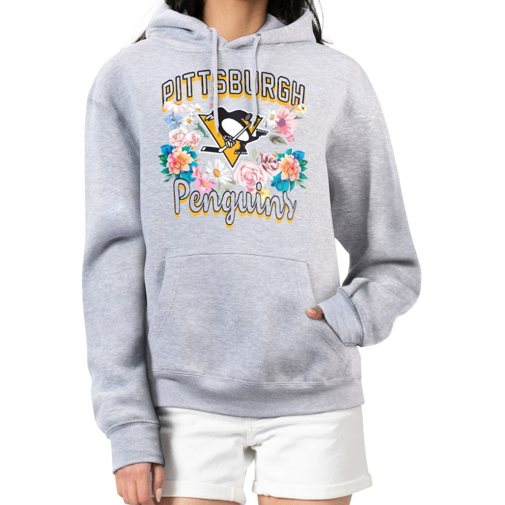 Pittsburgh Penguins G-III 4Her by Carl Banks Women's Flower Logo Pullover Hoodie - Heather Gray - NHL 201906153