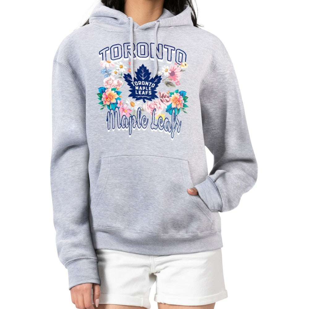 Toronto Maple Leafs G-III 4Her by Carl Banks Women's Flower Logo Pullover Hoodie - Heather Gray - NHL 201906167