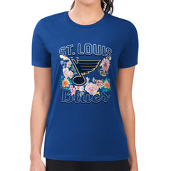 St. Louis Blues G-III 4Her by Carl Banks Women's Super-Slim Fit Lightweight Flower Logo T-Shirt - Blue - NHL 201906210