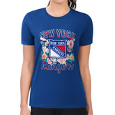 New York Rangers G-III 4Her by Carl Banks Women's Super-Slim Fit Lightweight Flower Logo T-Shirt - Blue - NHL 201906214