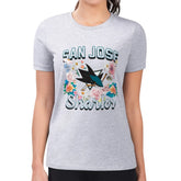 San Jose Sharks G-III 4Her by Carl Banks Women's Super-Slim Fit Lightweight Flower Logo T-Shirt - Heather Gray - NHL 201906215