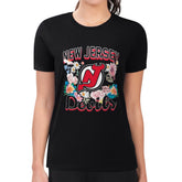 New Jersey Devils G-III 4Her by Carl Banks Women's Super-Slim Fit Lightweight Flower Logo T-Shirt - Black - NHL 201906235