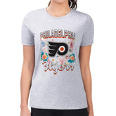 Philadelphia Flyers G-III 4Her by Carl Banks Women's Super-Slim Fit Lightweight Flower Logo T-Shirt - Heather Gray - NHL 201906241