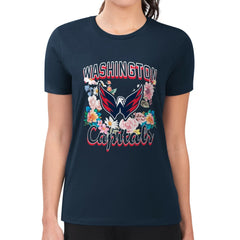 Washington Capitals G-III 4Her by Carl Banks Women's Super-Slim Fit Lightweight Flower Logo T-Shirt - Navy - NHL 201906248