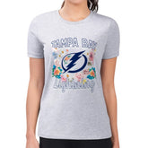 Tampa Bay Lightning G-III 4Her by Carl Banks Women's Super-Slim Fit Lightweight Flower Logo T-Shirt - Heather Gray - NHL 201906251