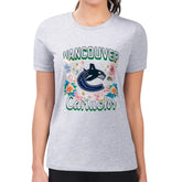 Vancouver Canucks G-III 4Her by Carl Banks Women's Super-Slim Fit Lightweight Flower Logo T-Shirt - Heather Gray - NHL 201906253